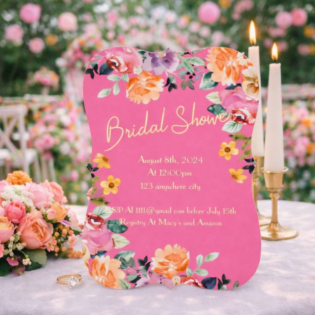 ROSA BLOMMIGT INBJUDNINGSKORT FÖR MÖHIPPAN (Skapare uppladdad)