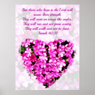 ROSA BLOMMIGT ISAIAH 40:31 SOAR PÅ EGFJ:S VINGE POSTER