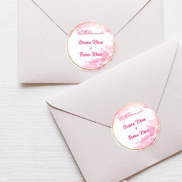 Rosa Blommigt Islamic Muslim Bröllop Sticker Runt Klistermärke
