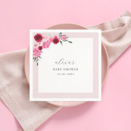 Rosa Blommigt jul | Vinter Girl Baby Shower Pappersservett