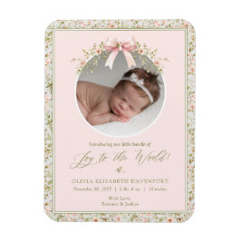 Rosa Blommigt - julfotoutställning Foto Baby annon Magnet
