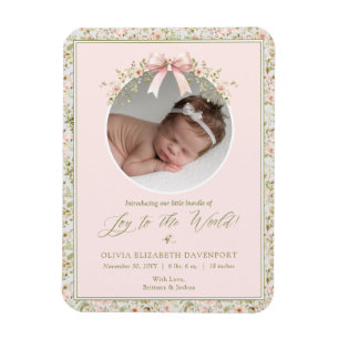 Rosa Blommigt - julfotoutställning Foto Baby annon Magnet
