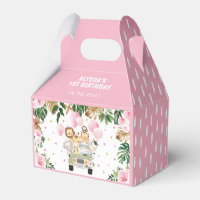 Rosa Blommigt Jungle Safari Animals Girl Birthday