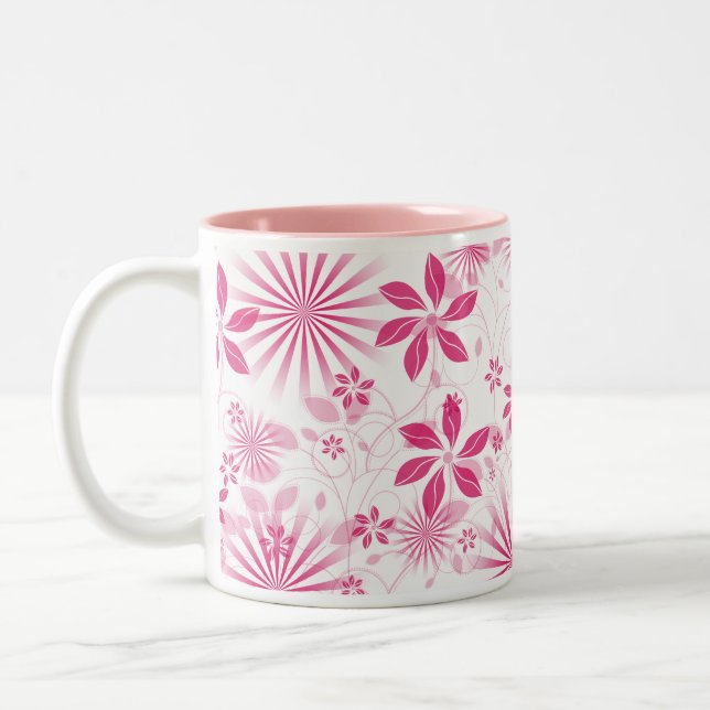 Rosa Blommigt Kaffe Mugg (Vänster)
