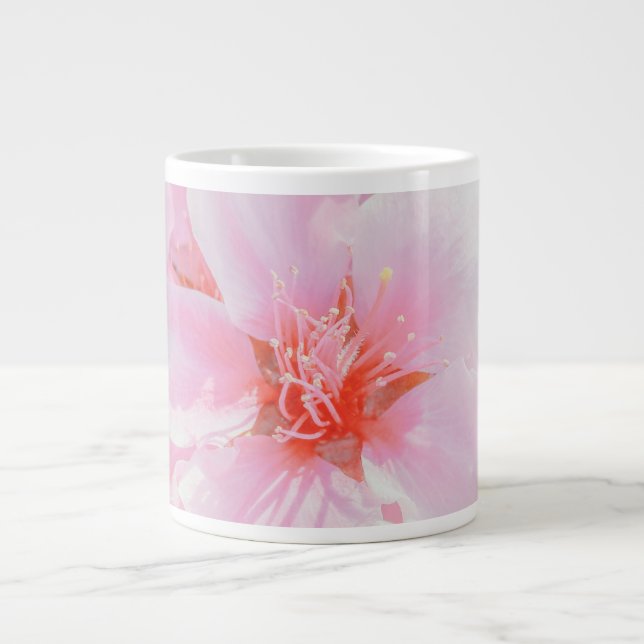 Rosa Blommigt Kaffe Mugg | Keramiska Rosa-fläktar Jumbo Mugg (Framsidan)