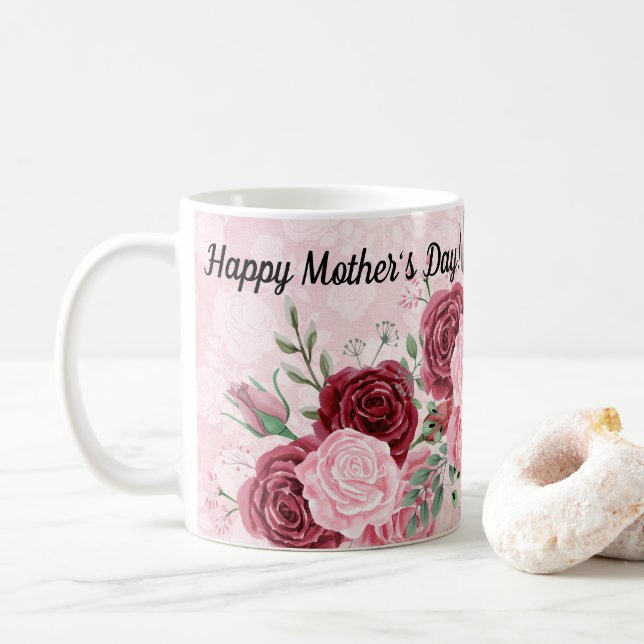 Rosa Blommigt Kaffemugg (Med munk)