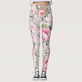 Rosa Blommigt Kapri Length Buttery Soft Leggings