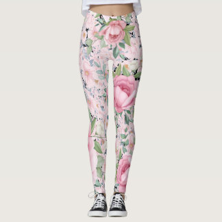 Rosa Blommigt Kapri Length Buttery Soft Leggings