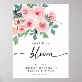 Rosa Blommigt Kärlek är i Möhippan Bloom välkommen Poster