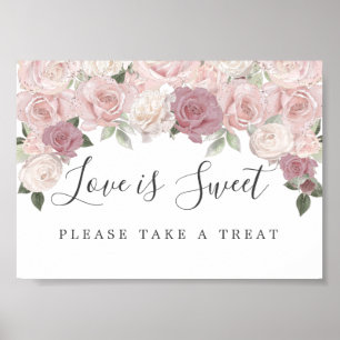 Rosa Blommigt Kärlek är Sweet Bröllop Dessert Pub Poster