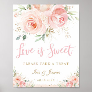 Rosa Blommigt Kärlek är Sweet Treat Bröllop Poster