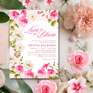 Rosa Blommigt Kärlek finns i Bloom Möhippa Inbjudningar