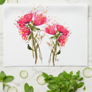 Rosa Blommigt Kitchen Towel Kökshandduk