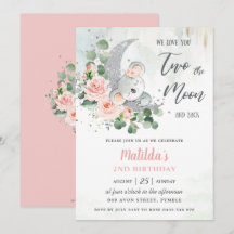 Rosa Blommigt Koala Bear 2:a födelsedagen Crescent