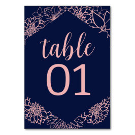 Rosa Blommigt kontur Bröllop Bordsnummer