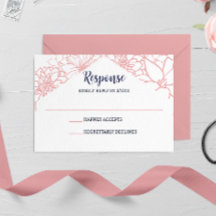 Rosa Blommigt kontur Bröllop