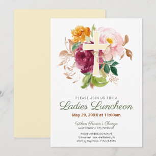 Rosa Blommigt Kor Church Dam Luncheon Inbjudningar