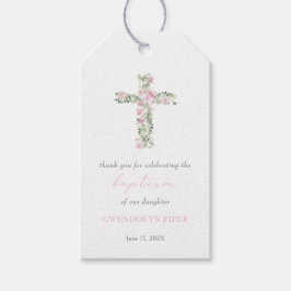 Rosa Blommigt Kor Girl Baptism Favorittagg Presentetikett
