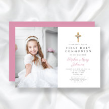 Rosa Blommigt Kor Girl First Communion Photo