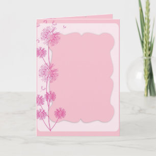 Rosa Blommigt Kort