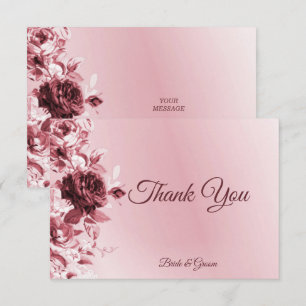 Rosa Blommigt - kort med stort tack