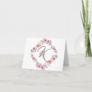 Rosa Blommigt Kortet Brev Kort