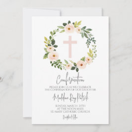 Rosa Blommigt Krampandekonfirmering av utandning Inbjudningar