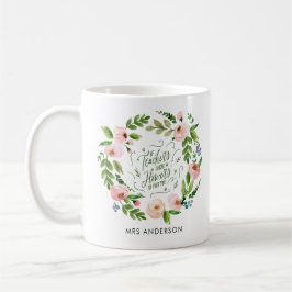 rosa blommigt krans tack vare lärarpresenten kaffemugg
