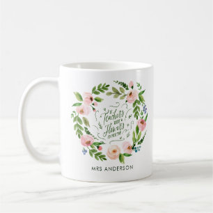 rosa blommigt krans tack vare lärarpresenten kaffemugg