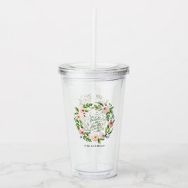 rosa blommigt krans tack vare lärarpresenten take away mugg