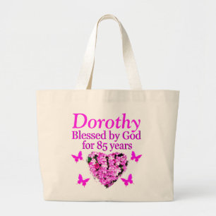 ROSA BLOMMIGT KRISTNA 85:E BIRTHDAY TOTE BAG JUMBO TYGKASSE