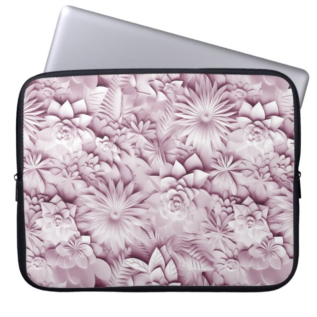 Rosa Blommigt Laptop sleeve (Framsidan)