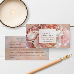 Rosa Blommigt Lash Aftercare Lash Salon Visitkort