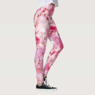 rosa blommigt leggings