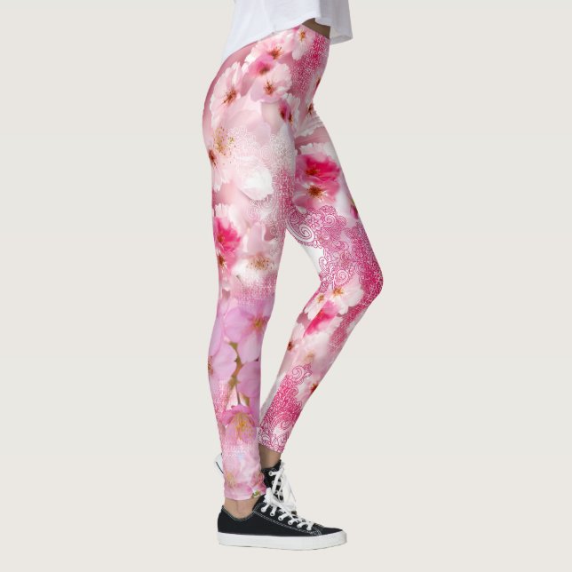 rosa blommigt leggings (Höger)