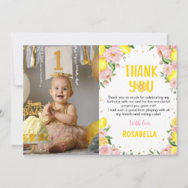 Rosa Blommigt Lemon Birthday Photo - tackkort Tack Kort