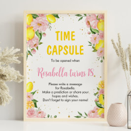 Rosa Blommigt Lemon Girl Birthday Time Capsule Sig Poster