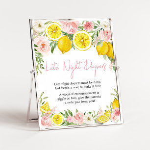 Rosa Blommigt Lemon Late Nattblöjor Poster