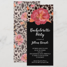Rosa Blommigt Leopard Print Bachelorette Party Inbjudningar