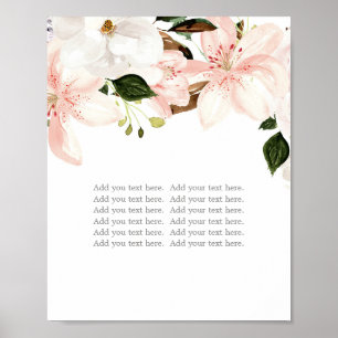 rosa blommigt liljerar Blanka blommor Poster