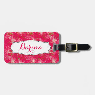 Rosa blommigt lilly pely Patterne med namn bagaget Bagagebricka