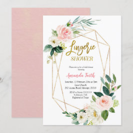 Rosa Blommigt Lingerie Shower Baby Shower Inbjudningar