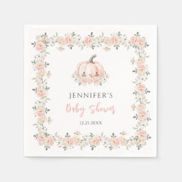 Rosa blommigt, liten pumpa falla flicka dusch pappersservett