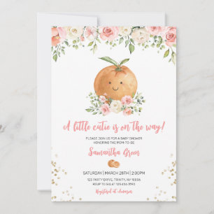 Rosa Blommigt Little Cutie Baby Shower Inbjudningar