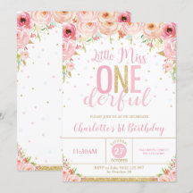 Rosa Blommigt Little miss Onederful 1:a födelsedag