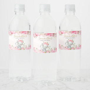 Rosa Blommigt Little Peanut Baby Shower Vattenflaskor Etikett