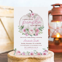 Rosa  Blommigt Little Pumpkin Baby Shower