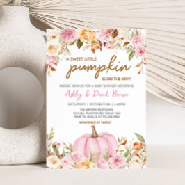 Rosa Blommigt Little Pumpkin Baby Shower Inbjudningar