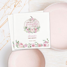 Rosa Blommigt Little Pumpkin Baby Shower Pappersservett