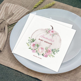 Rosa Blommigt Little Pumpkin Baby Shower Pappersservett